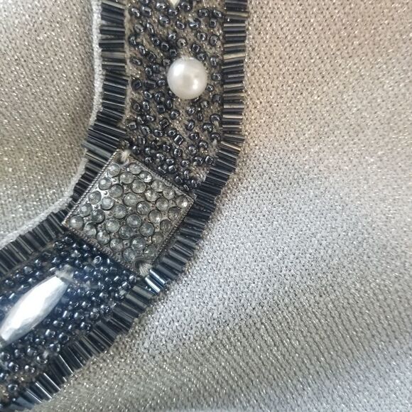 JOSEPH A. SILVER GLITTER AND BEADS TANK TOP - Picture 3 of 11